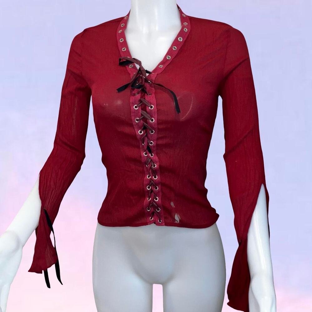 Vintage 90s y2k milkmaid boho corset french top